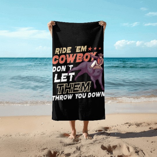 Rodeo Bull Riding Livestock Show Farmer Cattle Beach Towels