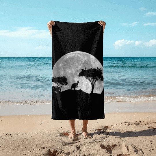Great Kangaroo By Night Beach Towels