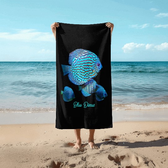 BLUE DISCUS FISH Beach Towels