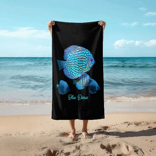BLUE DISCUS FISH Beach Towels