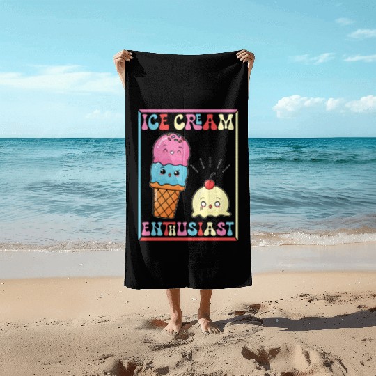 Kawaii Ice Cream Lover Beach Towels