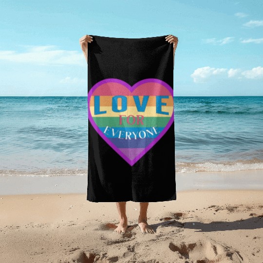 Heart rainbow unisex love for everyone Beach Towels