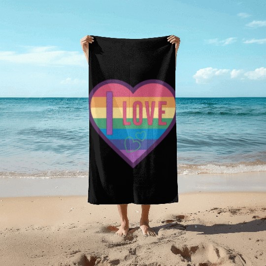 colorful heart rainbow unisex love for everyone Beach Towels