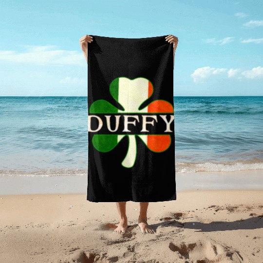 Duffy Irish Surname Ireland Flag Shamrock Beach Towels