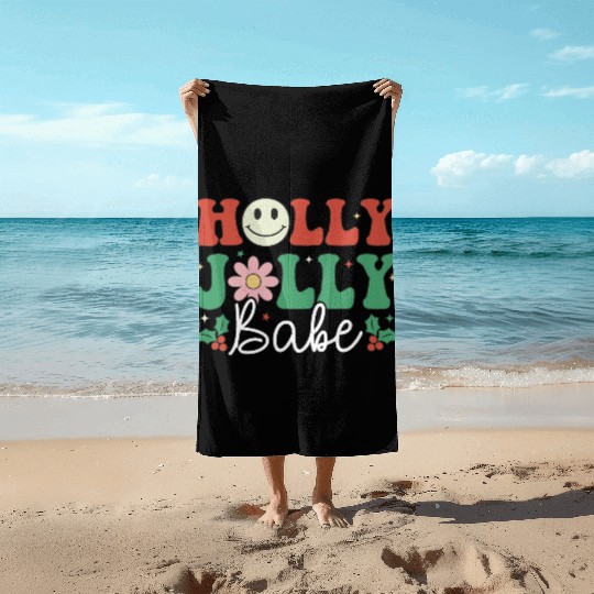 Holly Jolly Babe Beach Towels