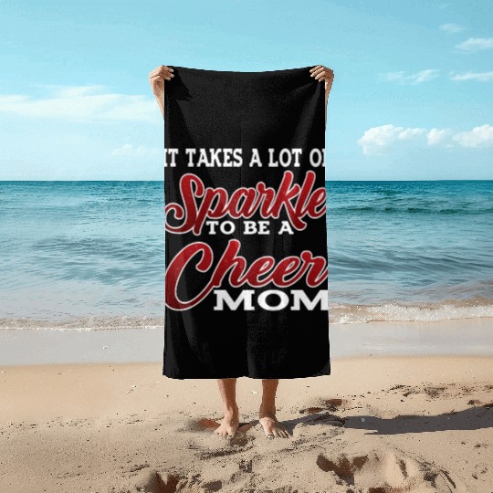 It Takes A Lot Of Sparkle To Be A Cheer Mom 2 Beach Towels