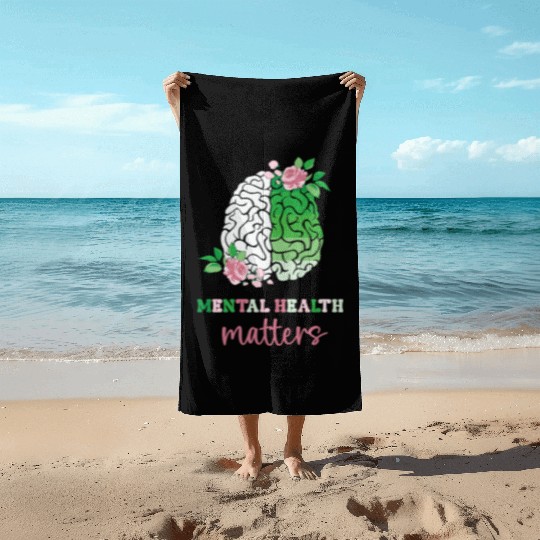 Green and Pink : Mental Health Matters Beach Towels