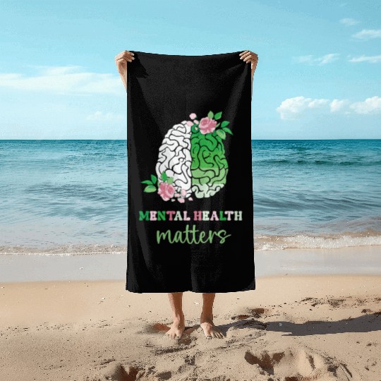 Green and Pink : Mental Health Matters Beach Towels
