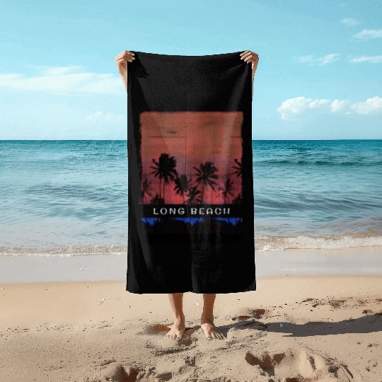 Long Beach California Vacation Souvenir Palm Tree Beach Towels