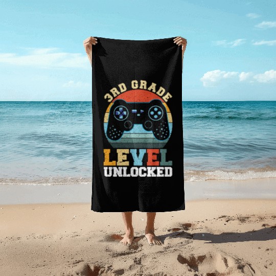 3rd Grade Level Unlocked Vintage T-shit Beach Towels