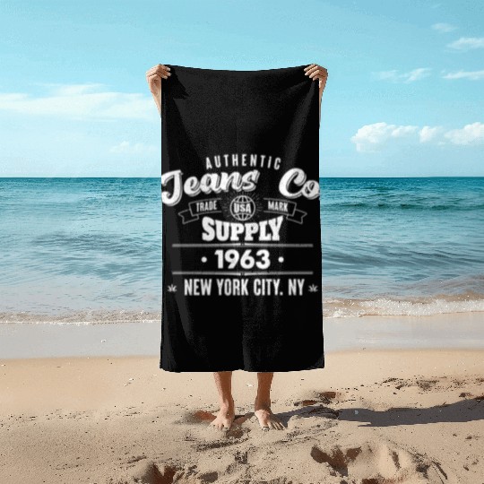 New York City Born In 1963 Vintage Birthday Beach Towels