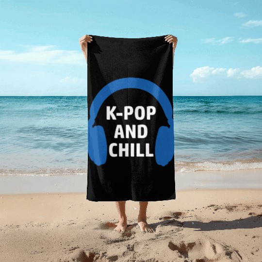 K-pop and Chill Saranghae Korean pop music Beach Towels