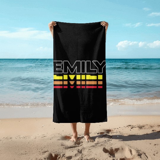 Emily First Name Funny Vintage Sunset Emily Beach Towels