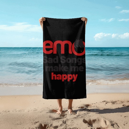 emo - Sad songs make me Happy | Emo clothes | Emoc Beach Towels