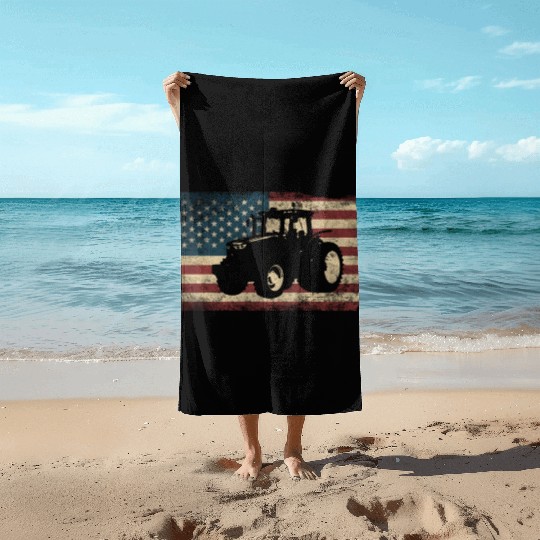 Farming Farmer American Flag Us Beach Towels