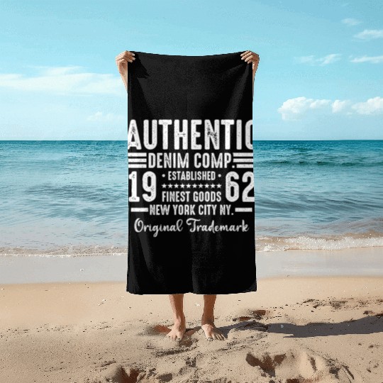 New York City Born In 1962 Vintage Birthday Beach Towels