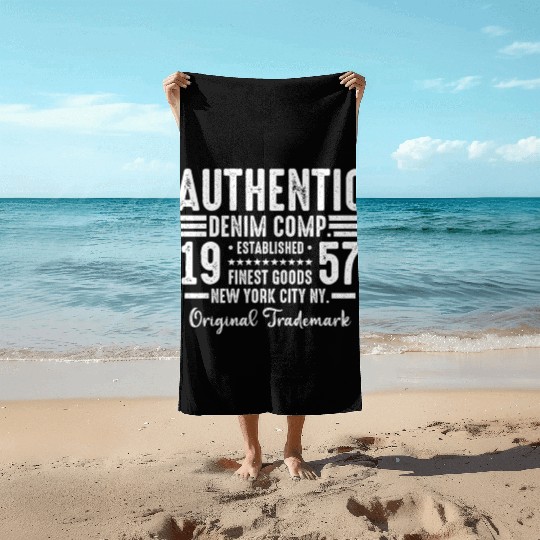 New York City Born In 1957 Vintage Birthday Beach Towels