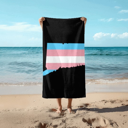 Trans Flag Connecticut LGBT Pride Support Beach Towels
