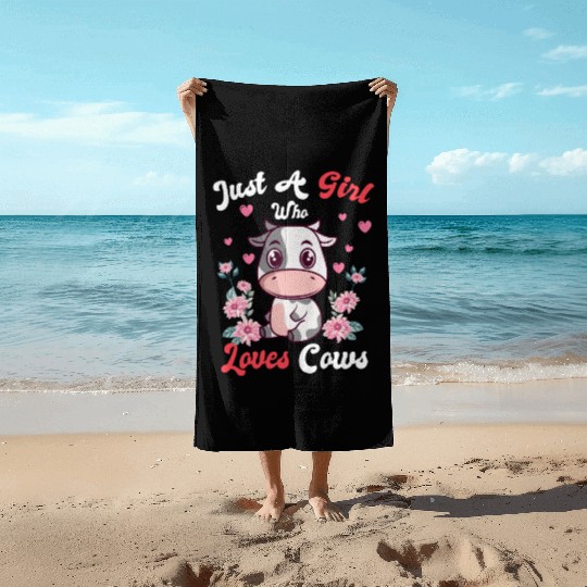 Just A Girl Who Loves Cows Farm Lady Farming Beach Towels