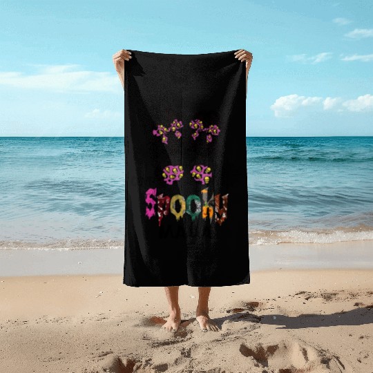 One Spooky Mama Skull Pumpkin Halloween Beach Towels