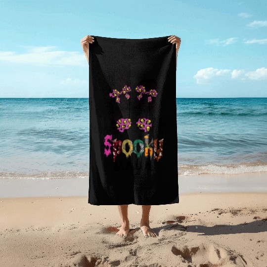 One Spooky Mama Skull Pumpkin Halloween Beach Towels