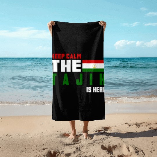 Keep Calm Tajikistan flag design Beach Towels