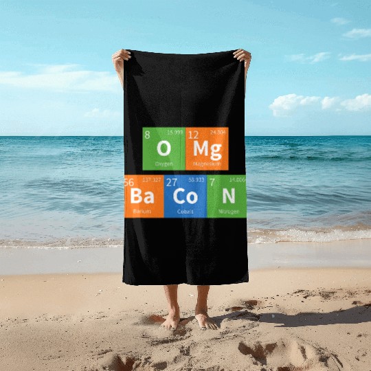 OMG Bacon Science Periodic Table Beach Towels