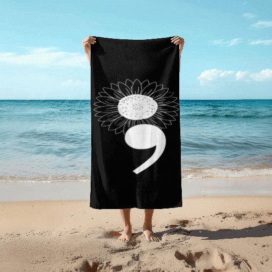 Comma Semi Colon : Mental Health Awareness Beach Towels