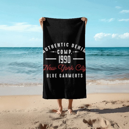 New York City Born In 1990 Vintage Birthday Beach Towels