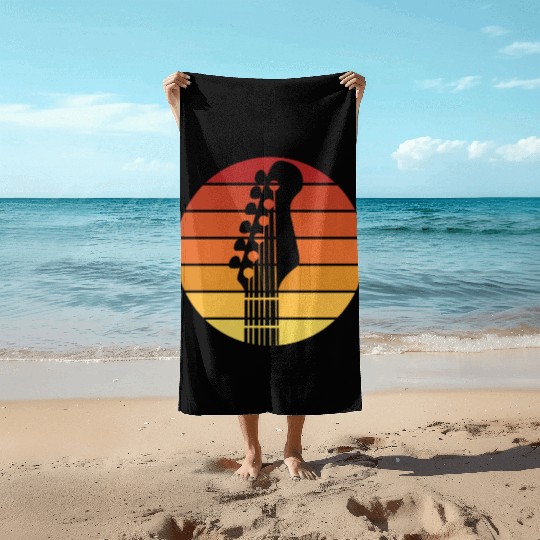 Guitar music concert rock n roll band guitarist Beach Towels