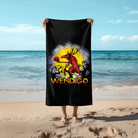 Folk Creature Wendigo Forest Halloween Cryptid Beach Towels