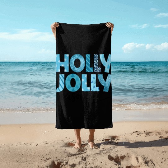 Holly Jolly season sublimation Beach Towels