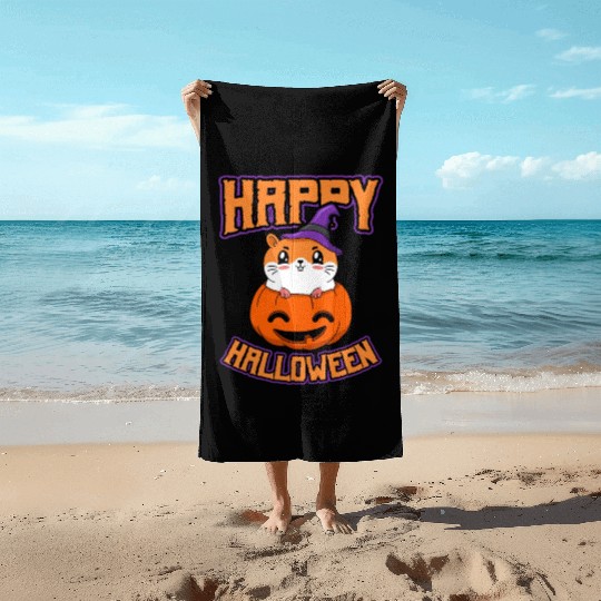 Guinea Pig Halloween Pumpkin Trick Or Treat Beach Towels