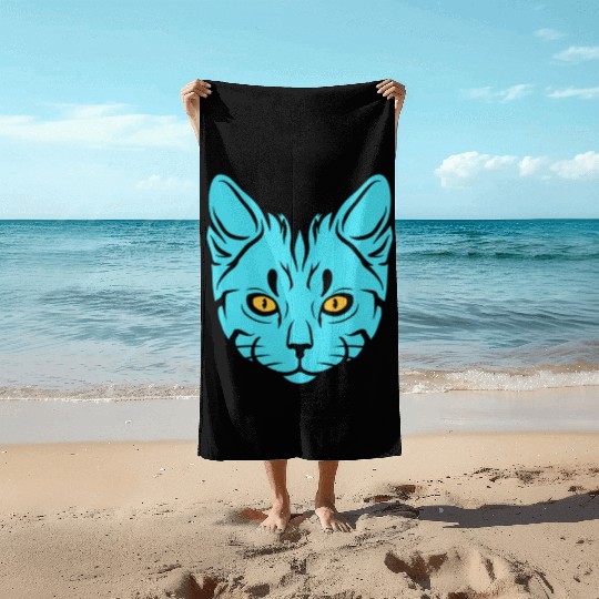 Aesthetic cat Beach Towels