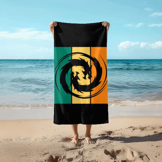 Dragon Ying Yang Beach Towels