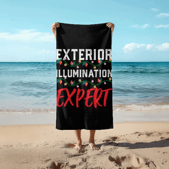 Funny Christmas Light Exterior Illumination Expert Beach Towels