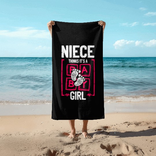 Niece Thinks It's a Girl Gender Reveal Funny Baby Beach Towels