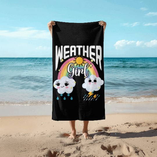 Weather Girl Meteorologist Meteorology Storm Beach Towels