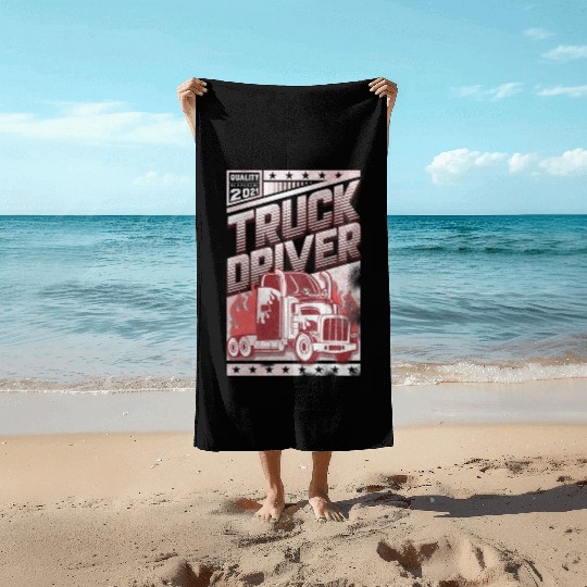 Truck Driver, Truck driving Beach Towels