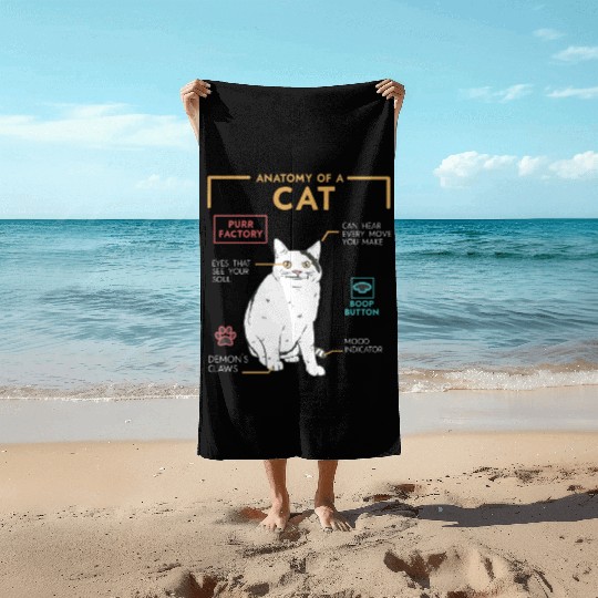 Funny Weird Cat Meme Smiling, Anatomy of A Cat Beach Towels