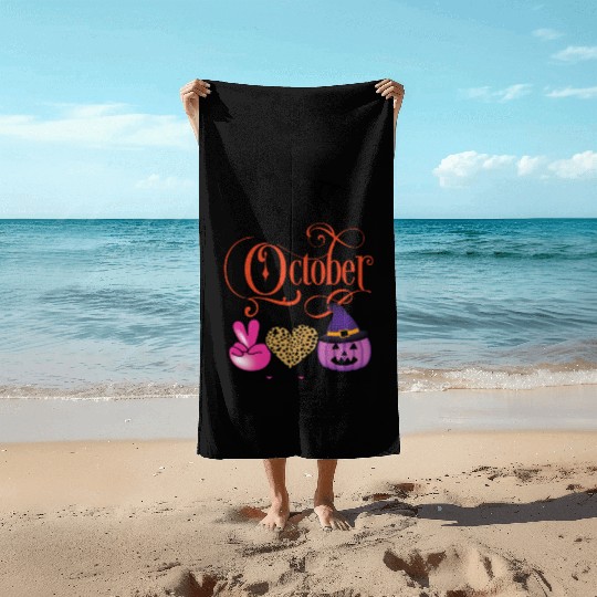 Happy Halloween Beach Towels