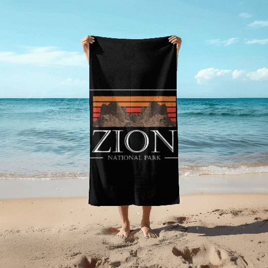 Retro Zion National Park US Vintage Utah Adventure Beach Towels