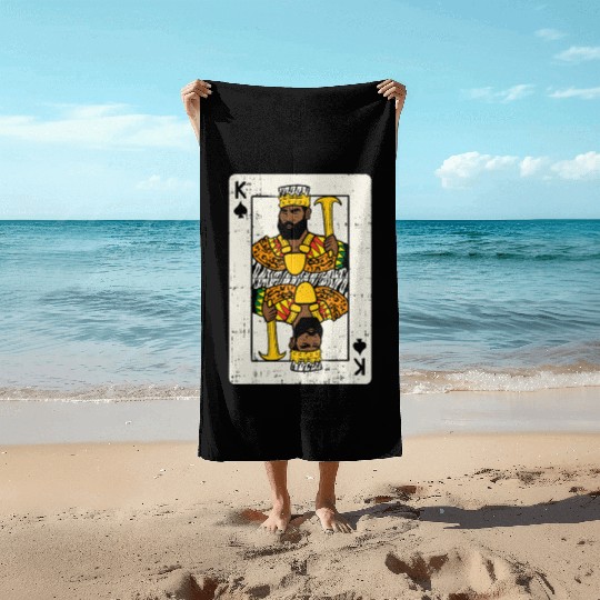 Mens African King Card Black Pride BLM Couple Matc Beach Towels