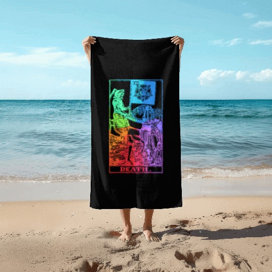 Death Tarot Card Psychic Occult Pagan Witch Rainbo Beach Towels