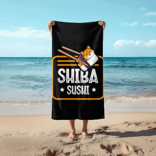 Shiba Sushi Japanese Foodie I Love Sushi Eater Beach Towels