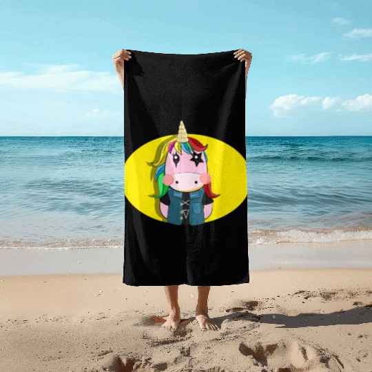 Unicorn Death Metal Beach Towels