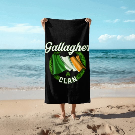 Gallagher Surname Irish Last Name Ireland Flag Beach Towels
