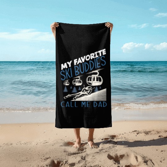 Skiing Dad Skier Father Gift Beach Towels