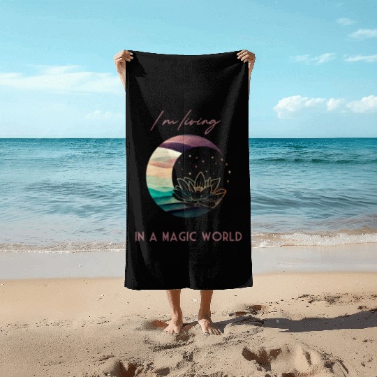 Magic Spiritual Desert Moon Water Lily Beach Towels