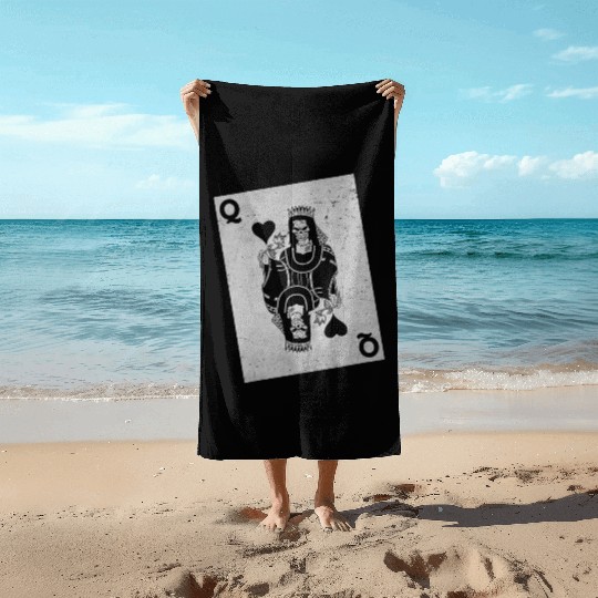 Womens Skeleton Queen Playing Card Gambling Hallow Beach Towels